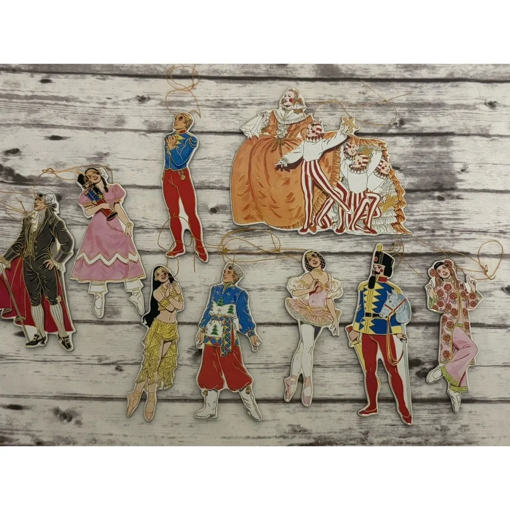 VTG Nutcracker Ballet Cardboard Ornaments Die-Cut Christmas Shackman & Co 1997